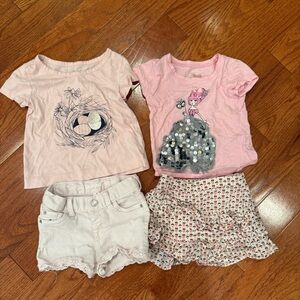 GAP, Carter’s Light Pink Graphic Tee and shorts/skort girls outfits size 2T